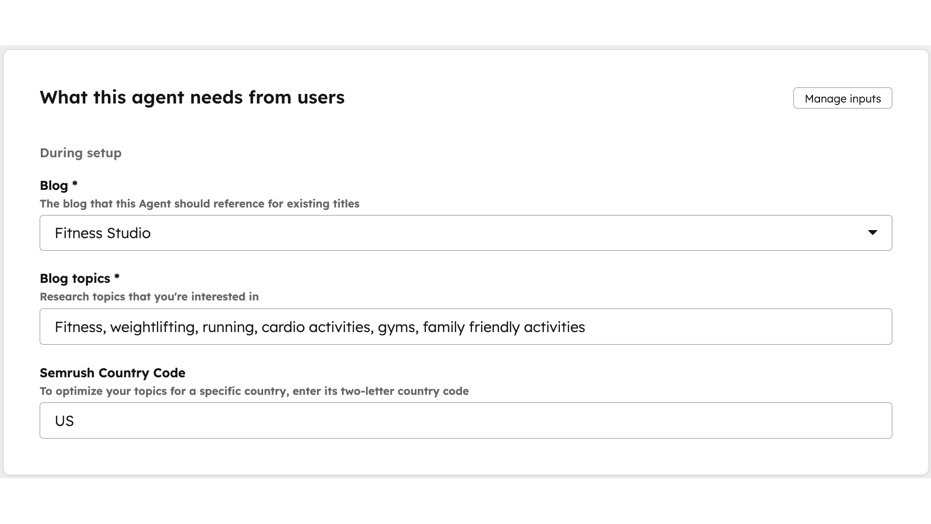Configuration screen