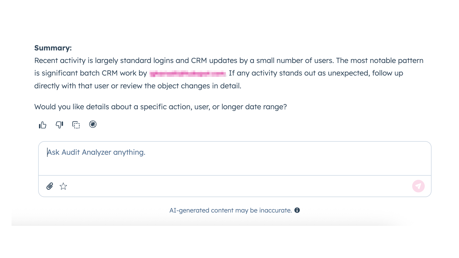 A suggested follow up action