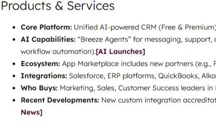 Company Website Search Example