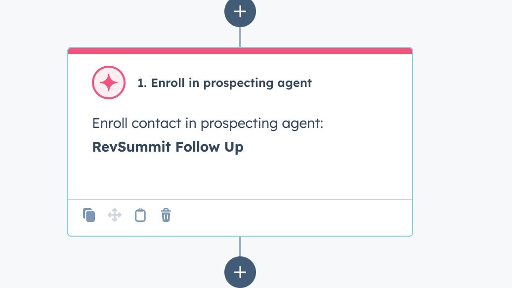 Enroll to prospecting agent action in workflows