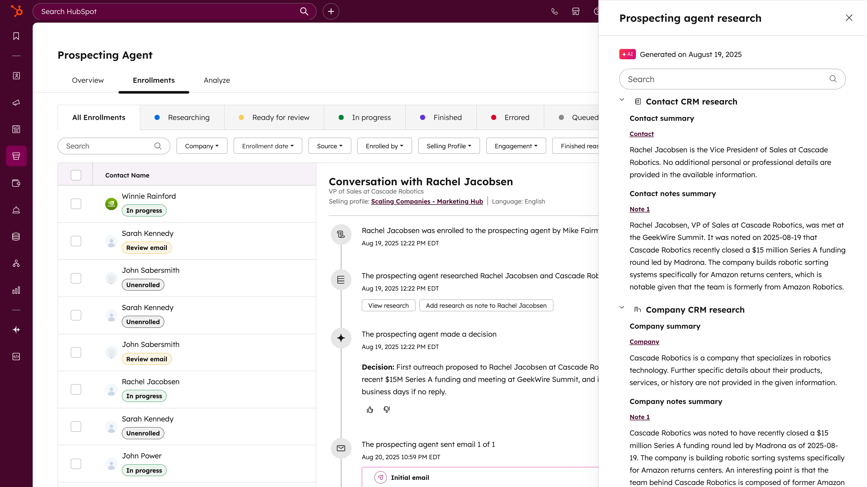 Company Deep Research on Company Record