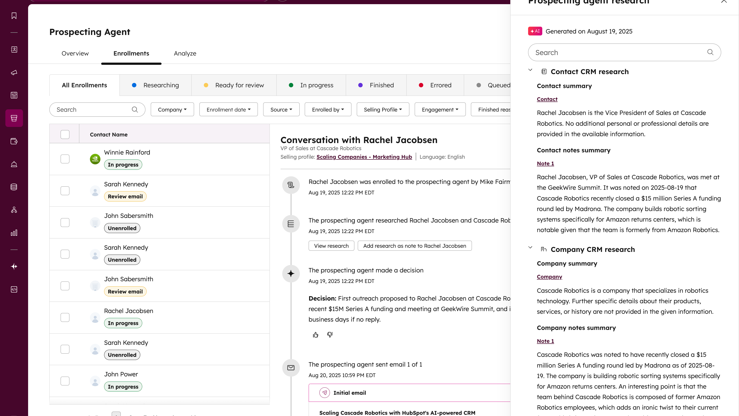 Prospecting Agent Research