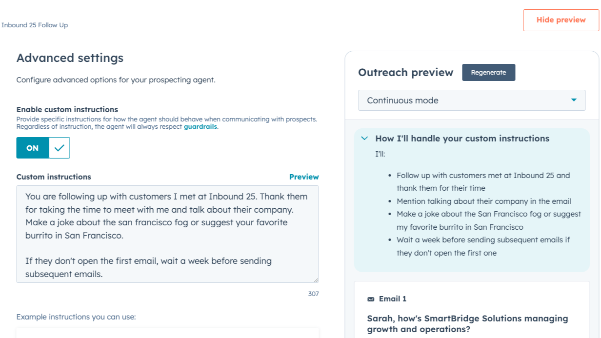 Language Settings for Prospecting Agent